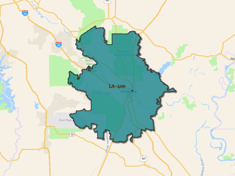  Outline of Alexandria, Louisana, representing expansion opportunities