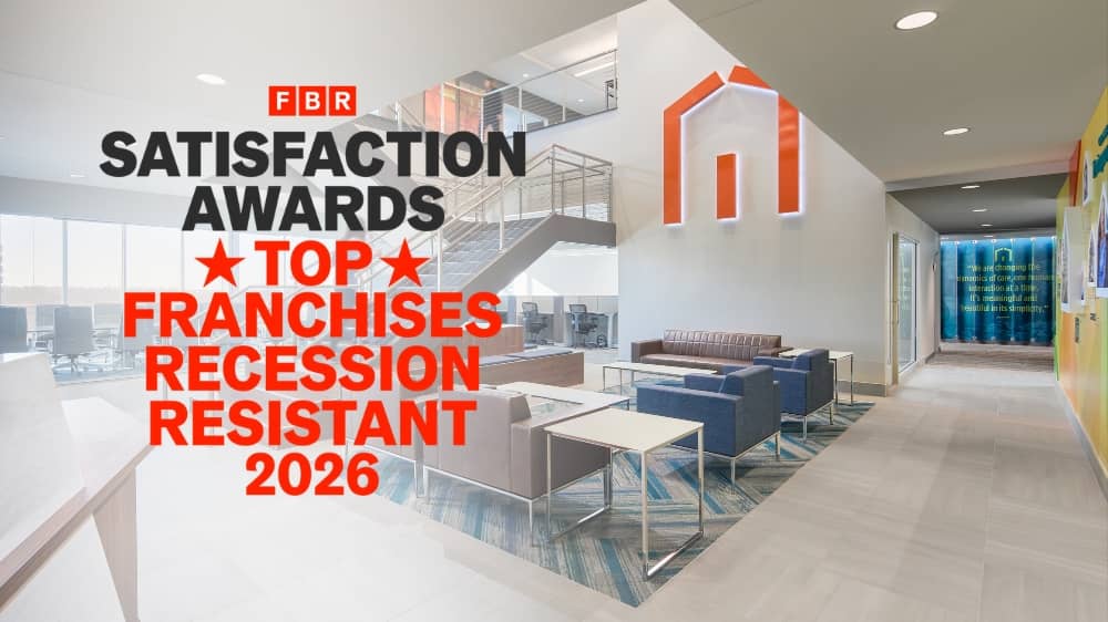 FBR Recession Resistent Award bagde over a photo of the Right at Home lobby
