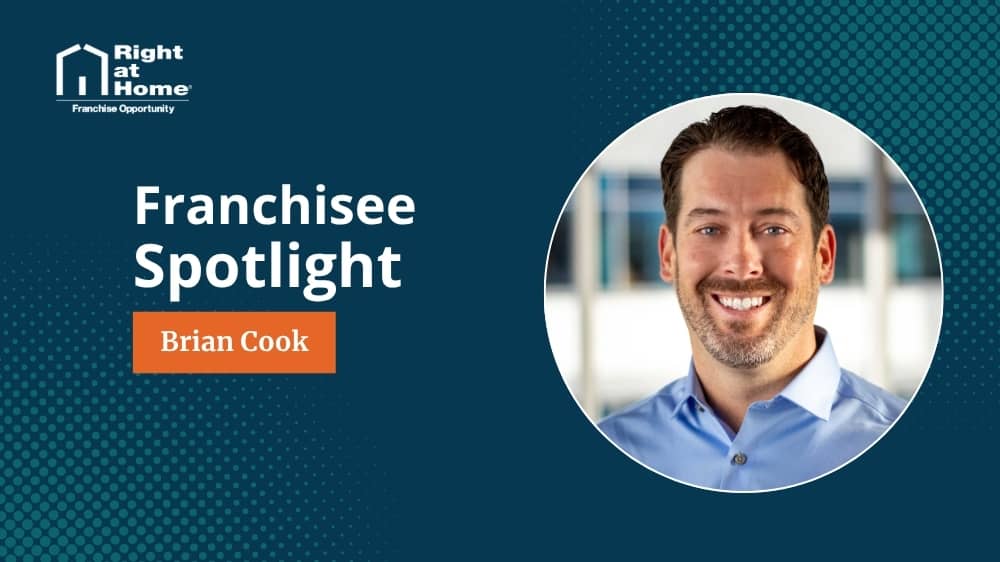 Right at Home franchise owner, Brian Cook, smiling during an interview with 1851 Franchise
