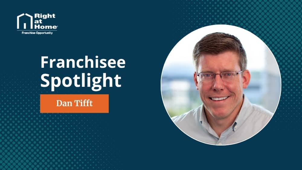 Right at Home franchise owner, Dan Tifft, smiling during an interview with 1851 Franchise