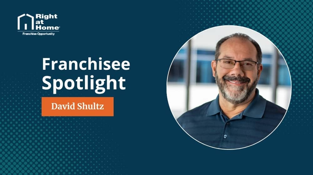 Right at Home franchise owner, David Schultz, smiling during an interview with 1851 Franchise