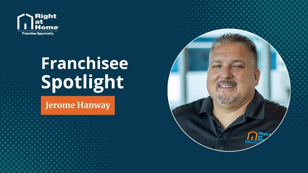 Right at Home franchise owner, Jerome Hanway, smiling during an interview with 1851 Franchise