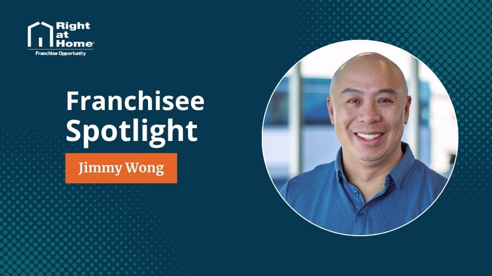 Right at Home franchise owner, Jimmy Wong, smiling during an interview with 1851 Franchise