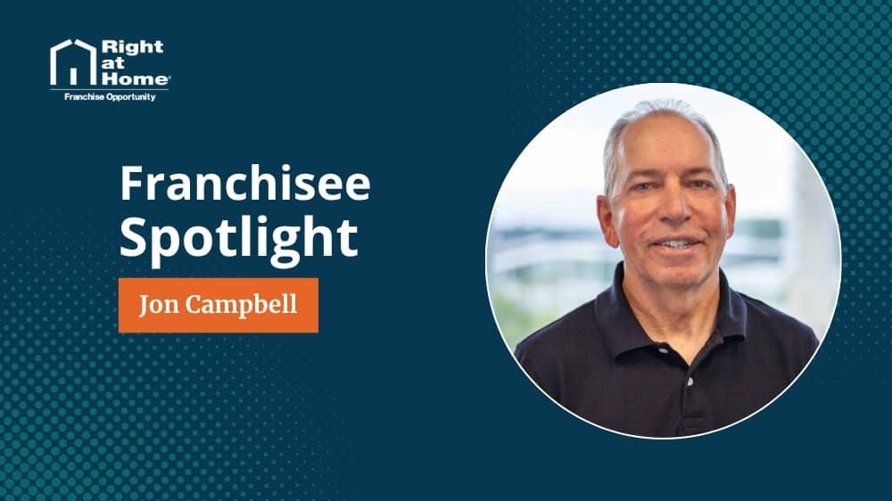 Right at Home franchise owner, Jon Campbell, smiling during an interview with 1851 Franchise
