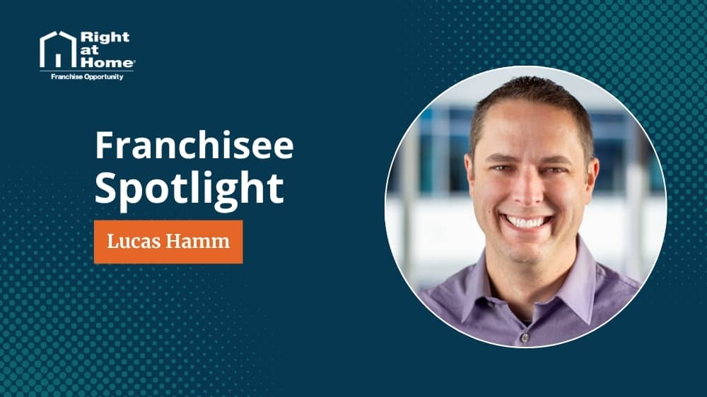 Right at Home franchise owner, Lucas Hamm, smiling during an interview with 1851 Franchise