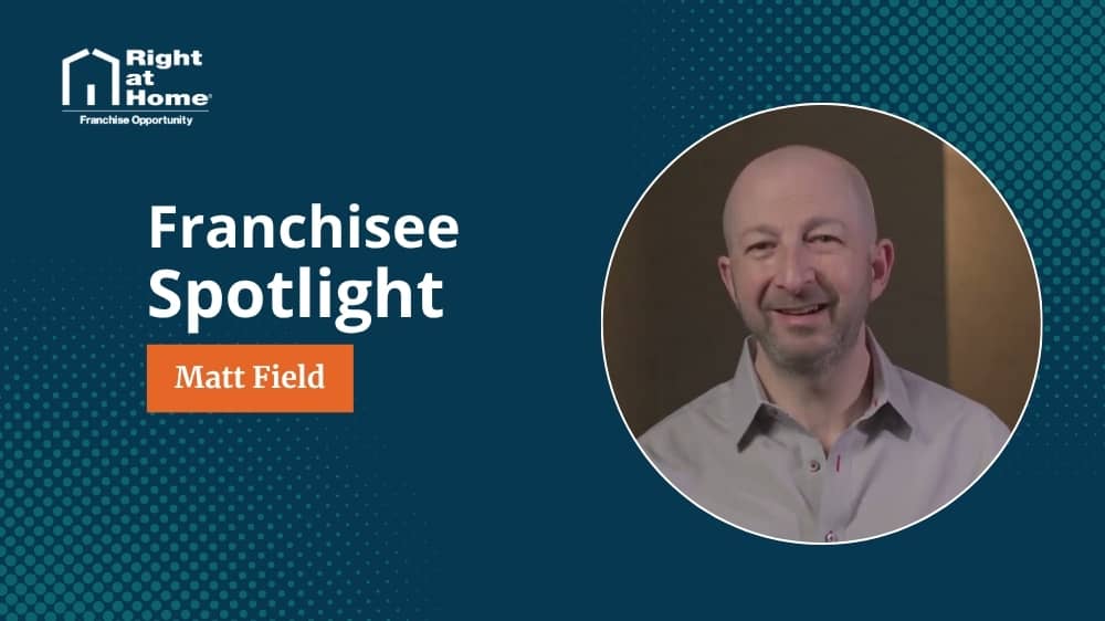 Right at Home franchise owner, Matt Field, smiling during an interview with 1851 Franchise