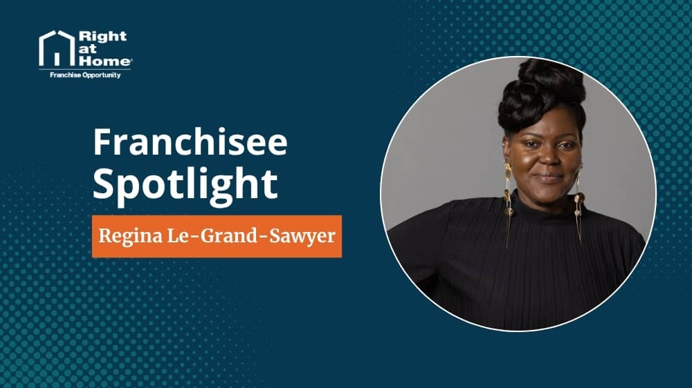 Right at Home franchise owner, Regina Le-Grand-Sawyer, smiling during an interview with 1851 Franchise