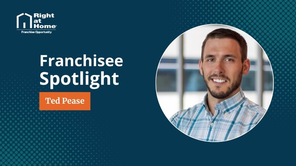Right at Home franchise owner, Ted Pease, smiling during an interview with 1851 Franchise