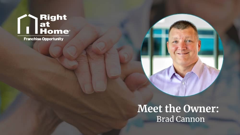 Right at Home franchise owner, Brad Cannon, smiling during an interview about his franchise journey