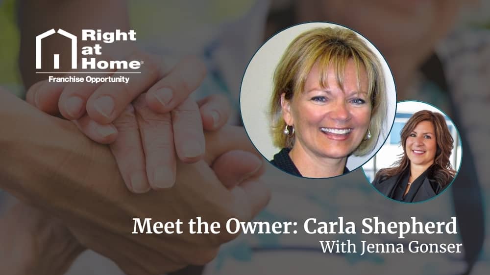 Right at Home franchise owner, Carla Shepherd, smiling during an interview with Development Director, Jenna Gonser