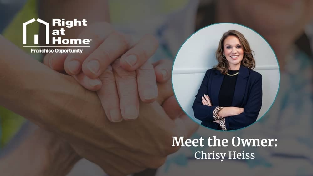 Right at Home franchise owner, Chrisy Heiss, smiling during an interview about her franchise journey