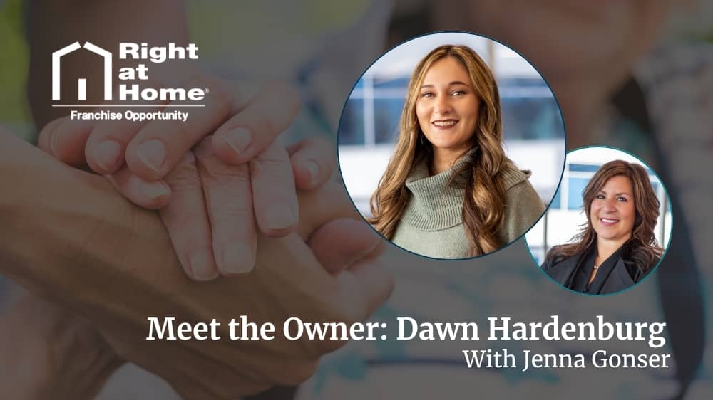 Right at Home franchise owner, Dawn Hardenburg, smiling during an interview with Development Director, Jenna Gonser