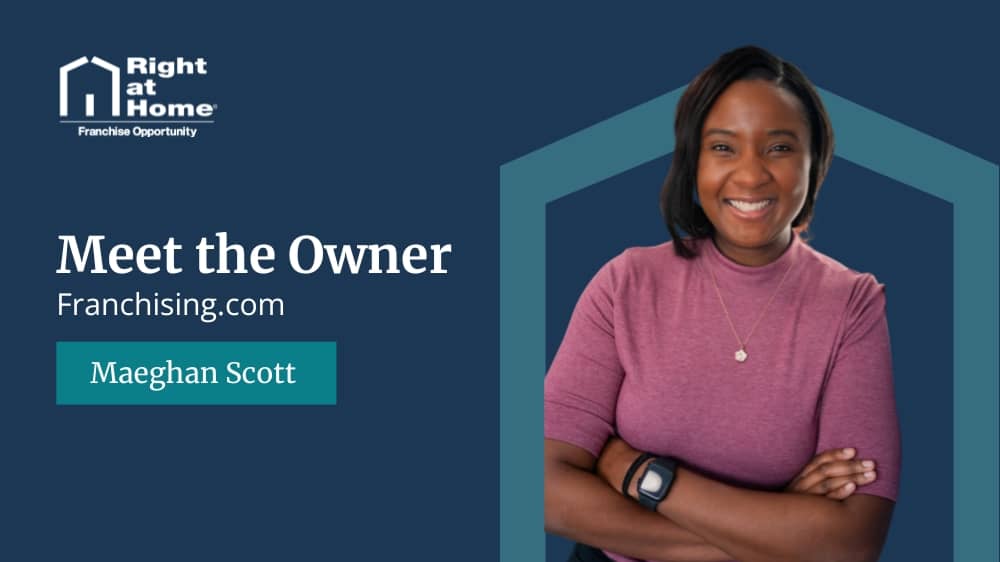 Right at Home franchise owner, Maeghan Scott, smiling during an interview with Franchising.com