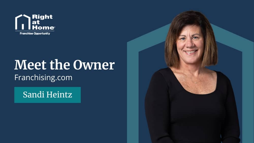 Right at Home franchise owner, Sandi Heintz, smiling during an interview with Franchising.com