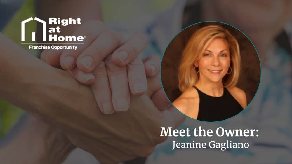Right at Home franchise owner, Jeanine Gagliano, smiling during an interview about her franchise journey