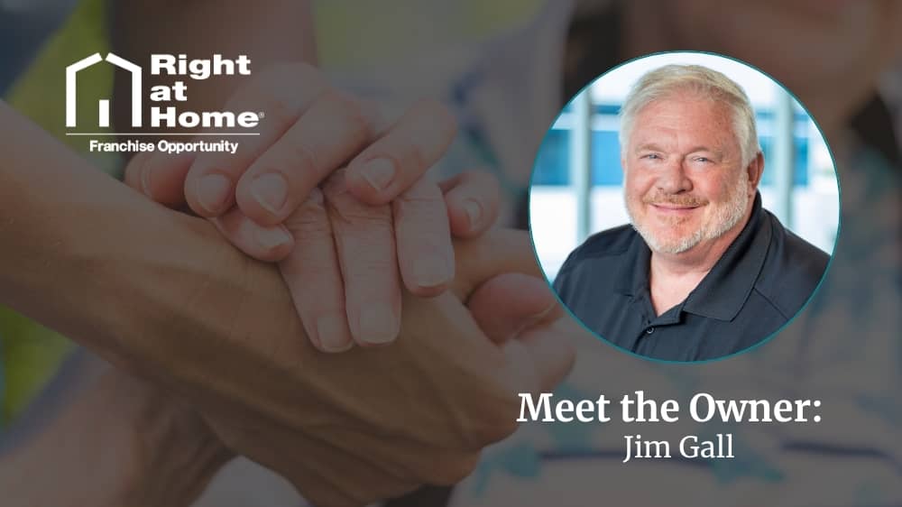 Right at Home franchise owner, Jim Gall, smiling during an interview about his franchise journey