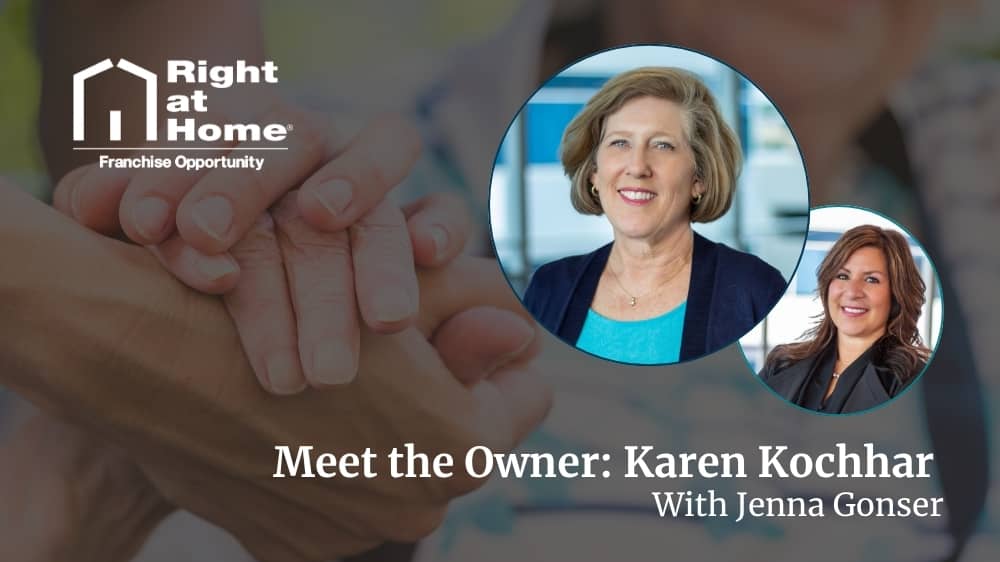 Right at Home franchise owner, Karen Kochhar, smiling during an interview with Development Director, Jenna Gonser