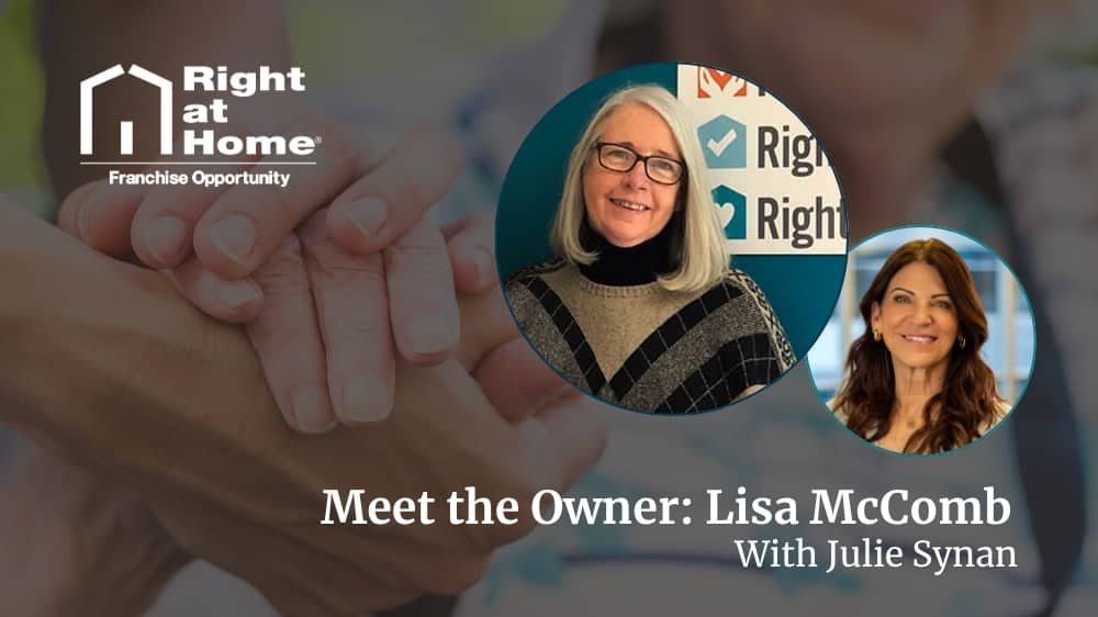 Right at Home franchise owner, Lisa McComb, smiling during an interview with Development Director, Julie Synan