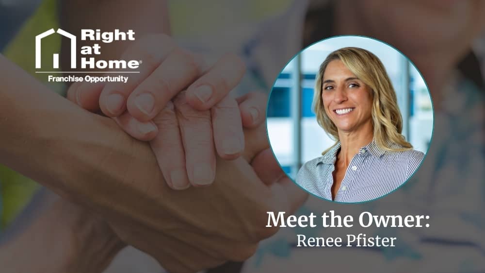 Right at Home franchise owner, Renee Pfister, smiling during an interview about her franchise journey