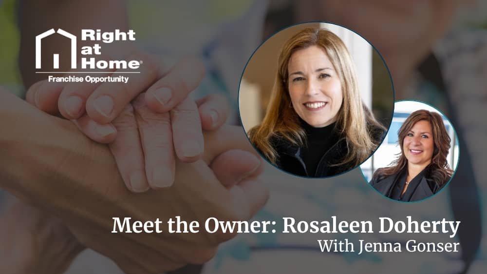 Right at Home franchise owner, Rosaleen Doherty, smiling during an interview with Development Director Jenna Gonser