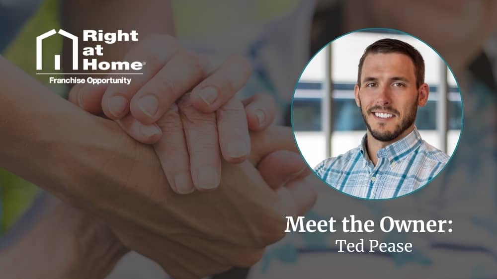 Right at Home franchise owner, Ted Pease, smiling during an interview about his franchise journey
