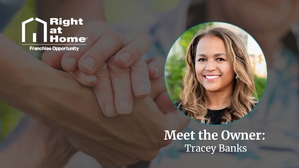 Right at Home franchise owner, Tracey Banks, smiling during an interview about her franchise journey