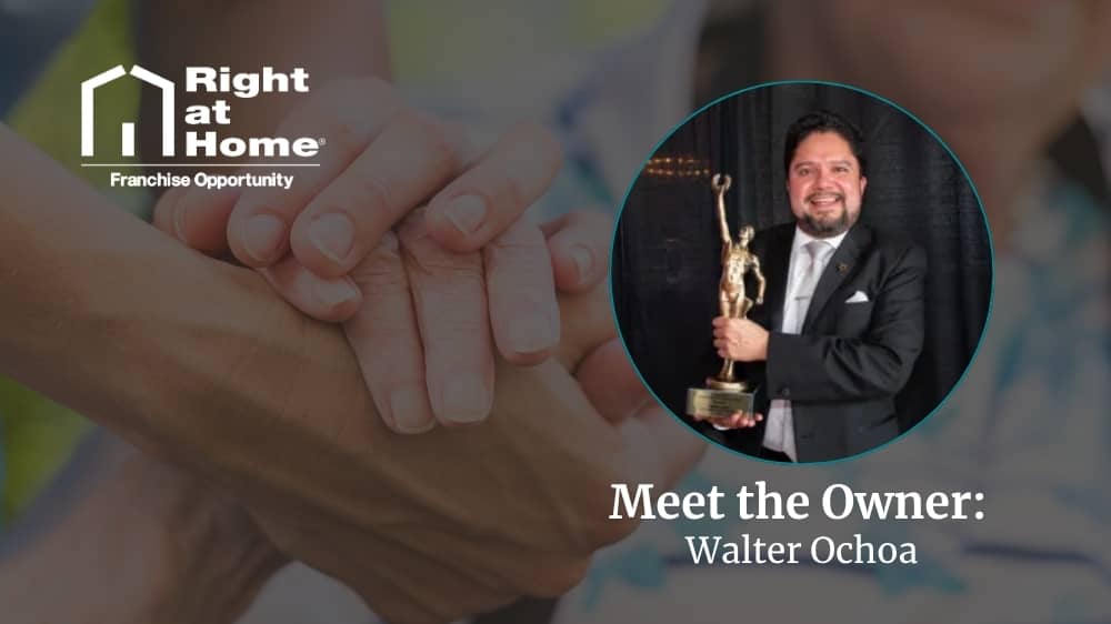 Right at Home franchise owner, Walter Ochoa, smiling during an interview about his franchise journey
