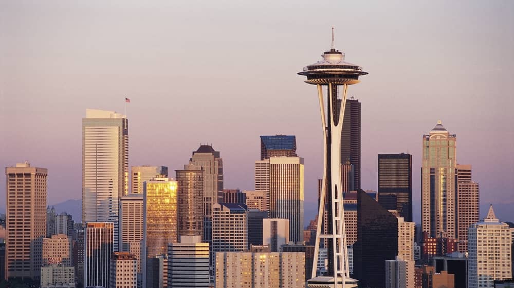 Ariel view of the Seattle cityscape