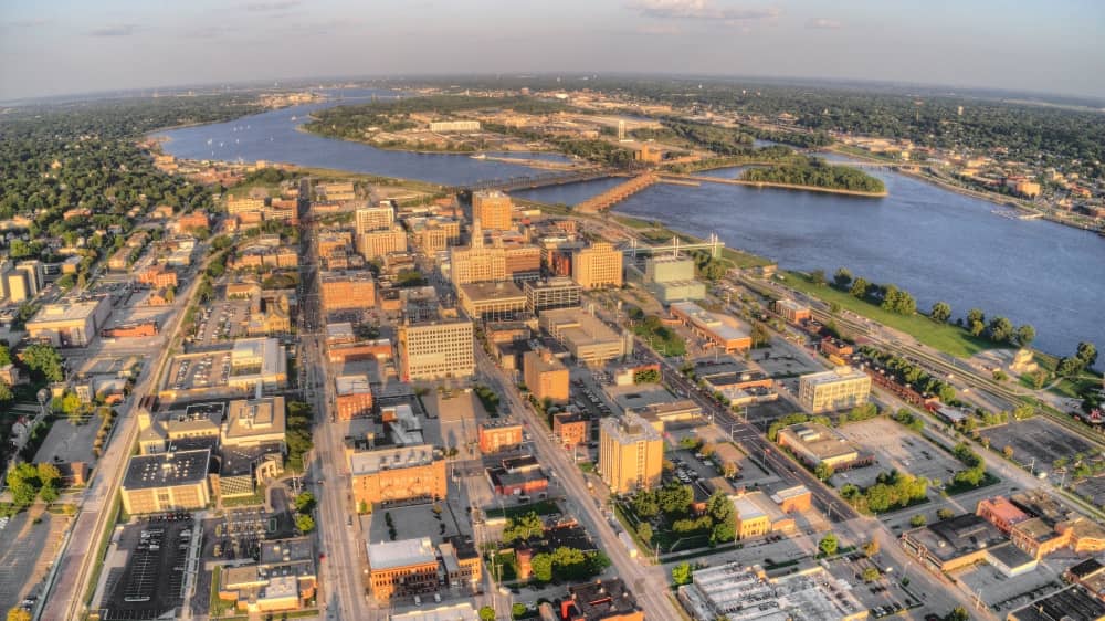 Ariel overview of Davenport, Iowa