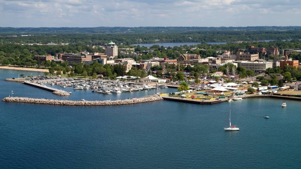 Aerial View of Traverse City in Michigan
